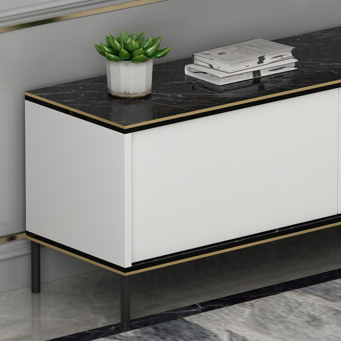 Hanah Home Soporte de TV Blanco con Estantes